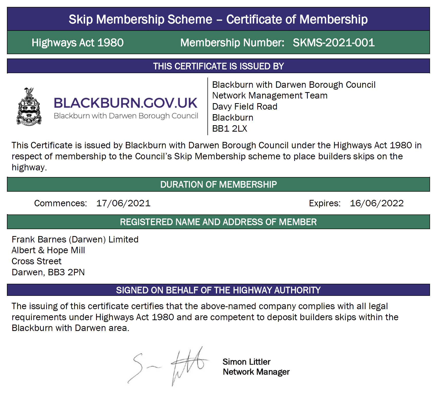 skip hire membership